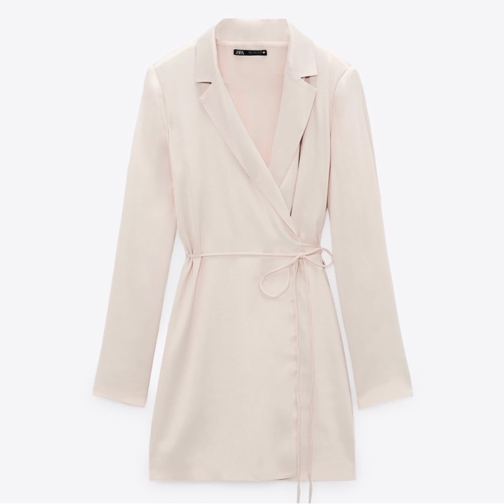 Zara NWT Short Satin Effect Dress Size XS Cream Colour